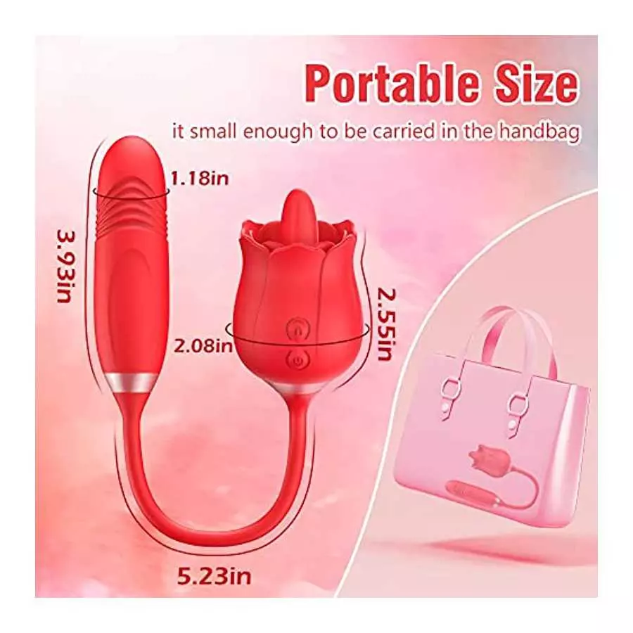 Rose Sex Stimulator For Women, FOBONO 3 in 1 Toys For Womens Sex Pleasure With 10 Tongue Licking, Thrusting & Vibrating Modes Vi