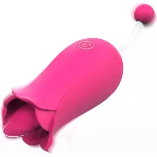 Adorime Rose Toys for Women, 2 in1 Licking & High-Frequency G-Spot Clitoral Rose Vibrator Tongue Stimulator Vaginal Breast Nippl
