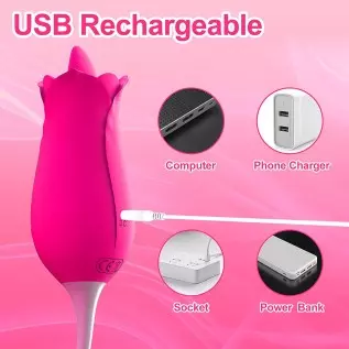 Adorime Rose Toys for Women, 2 in1 Licking & High-Frequency G-Spot Clitoral Rose Vibrator Tongue Stimulator Vaginal Breast Nippl Adorime Rose Toys for Women, 2 in1 Licking & High-Frequency G-Spot Clitoral Rose Vibrator Tongue Stimulator Vaginal Breast Nippl