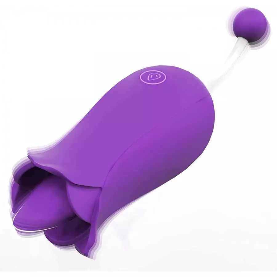 Adorime Rose Toys for Women, 2 in1 Licking & High-Frequency G-Spot Clitoral Rose Vibrator Tongue Stimulator Vaginal Breast Nippl