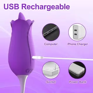 Adorime Rose Toys for Women, 2 in1 Licking & High-Frequency G-Spot Clitoral Rose Vibrator Tongue Stimulator Vaginal Breast Nippl Adorime Rose Toys for Women, 2 in1 Licking & High-Frequency G-Spot Clitoral Rose Vibrator Tongue Stimulator Vaginal Breast Nippl