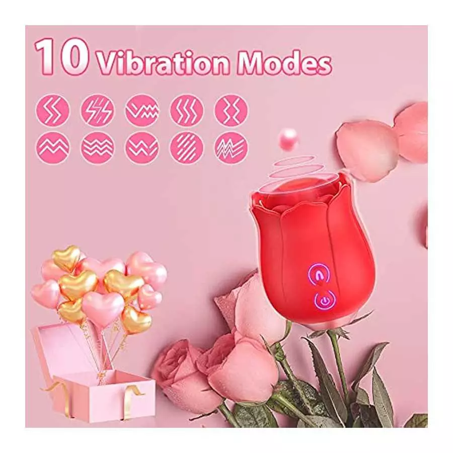 Rose Clitoral Stimulator for Women, Thrusting G Spot Dildo Vibrator Rose Sex Toy, 3 in 1 Rose Vibrator Toy for Women Rose Clitor
