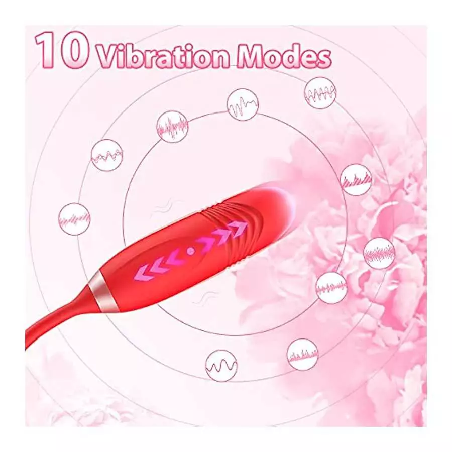 Rose Clitoral Stimulator for Women, Thrusting G Spot Dildo Vibrator Rose Sex Toy, 3 in 1 Rose Vibrator Toy for Women Rose Clitor