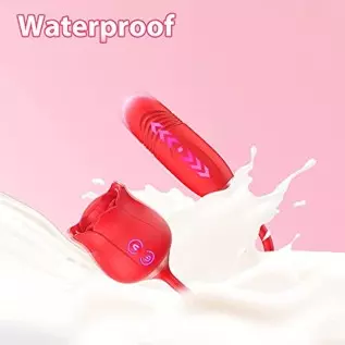 Rose Clitoral Stimulator for Women, Thrusting G Spot Dildo Vibrator Rose Sex Toy, 3 in 1 Rose Vibrator Toy for Women Rose Clitor