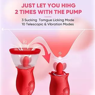 Rose Sex Toys for Women - 3 in1 Vibrator Stimulator with Sucking Cups, 3 Tongue Licking & 10 Thrusting G Spot Dildo Adult Toy fo Rose Sex Toys for Women - 3 in1 Vibrator Stimulator with Sucking Cups, 3 Tongue Licking & 10 Thrusting G Spot Dildo Adult Toy fo