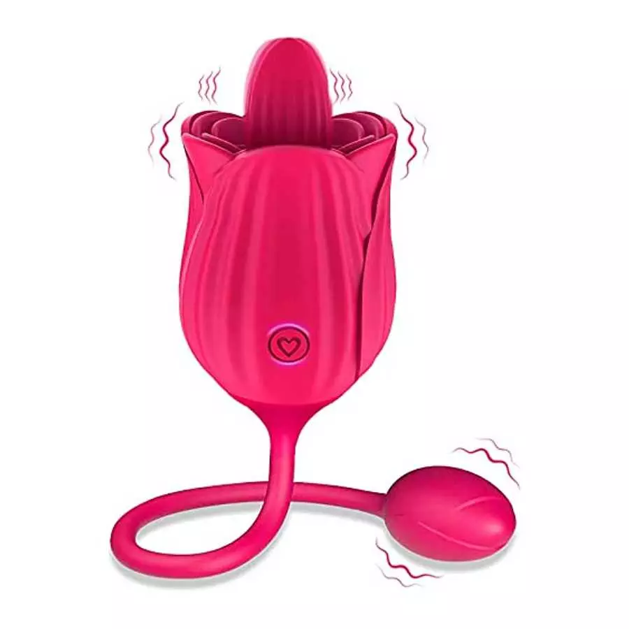 GSPROT Rose Toy Vibrator for Women, Tongue Licking Vibrator with Vibrating Egg, Clitoral Stimulator G Spot Vibrator with 10 Powe