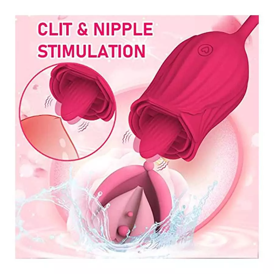 GSPROT Rose Toy Vibrator for Women, Tongue Licking Vibrator with Vibrating Egg, Clitoral Stimulator G Spot Vibrator with 10 Powe