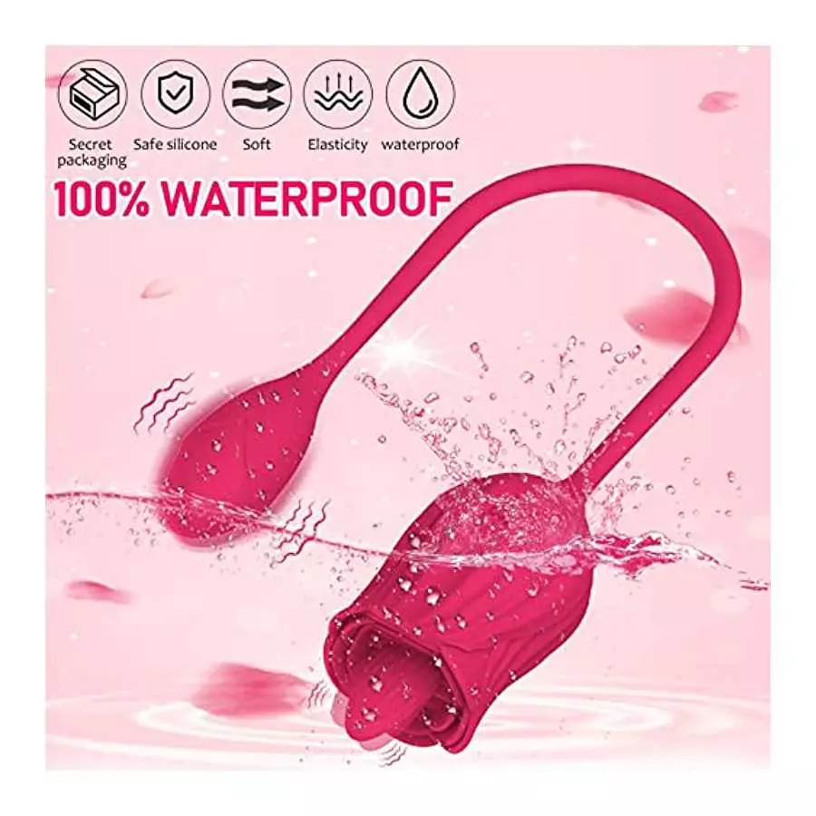 GSPROT Rose Toy Vibrator for Women, Tongue Licking Vibrator with Vibrating Egg, Clitoral Stimulator G Spot Vibrator with 10 Powe