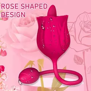 GSPROT Rose Toy Vibrator for Women, Tongue Licking Vibrator with Vibrating Egg, Clitoral Stimulator G Spot Vibrator with 10 Powe