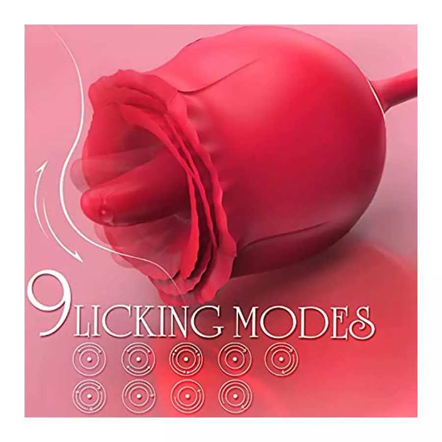 Rose Sex Stimulator for Women - 3 in 1 Upgraded Clitoral Tongue Licking Thrusting Dildo Vibrator with 9 Modes, Adult Sex Toys fo