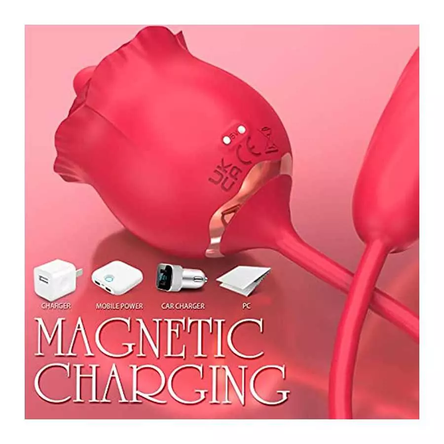 Rose Sex Stimulator for Women - 3 in 1 Upgraded Clitoral Tongue Licking Thrusting Dildo Vibrator with 9 Modes, Adult Sex Toys fo