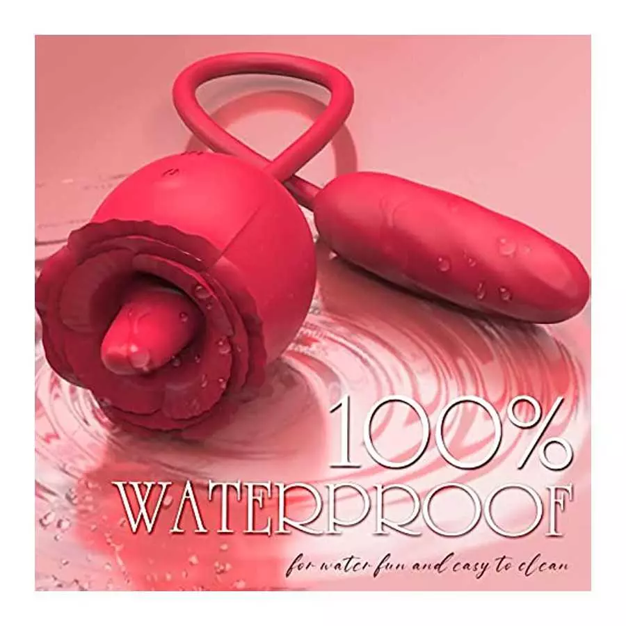 Rose Sex Stimulator for Women - 3 in 1 Upgraded Clitoral Tongue Licking Thrusting Dildo Vibrator with 9 Modes, Adult Sex Toys fo