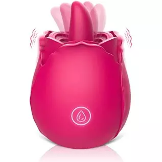 Brafzid Rose Sex Stimulator for Women, Clitoral Nipple Tongue Licking Vibrating Toy One-Button Control 9 Lick-Vibrating Stimulat