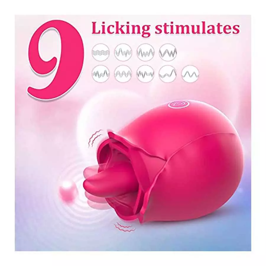 Brafzid Rose Sex Stimulator for Women, Clitoral Nipple Tongue Licking Vibrating Toy One-Button Control 9 Lick-Vibrating Stimulat