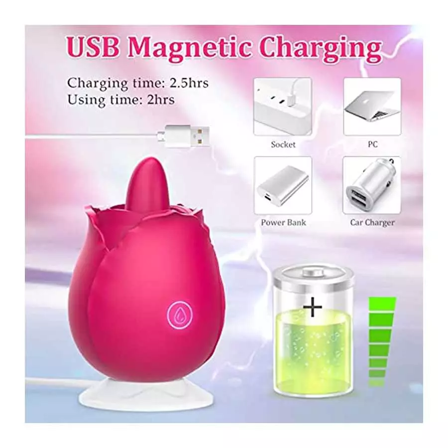 Brafzid Rose Sex Stimulator for Women, Clitoral Nipple Tongue Licking Vibrating Toy One-Button Control 9 Lick-Vibrating Stimulat