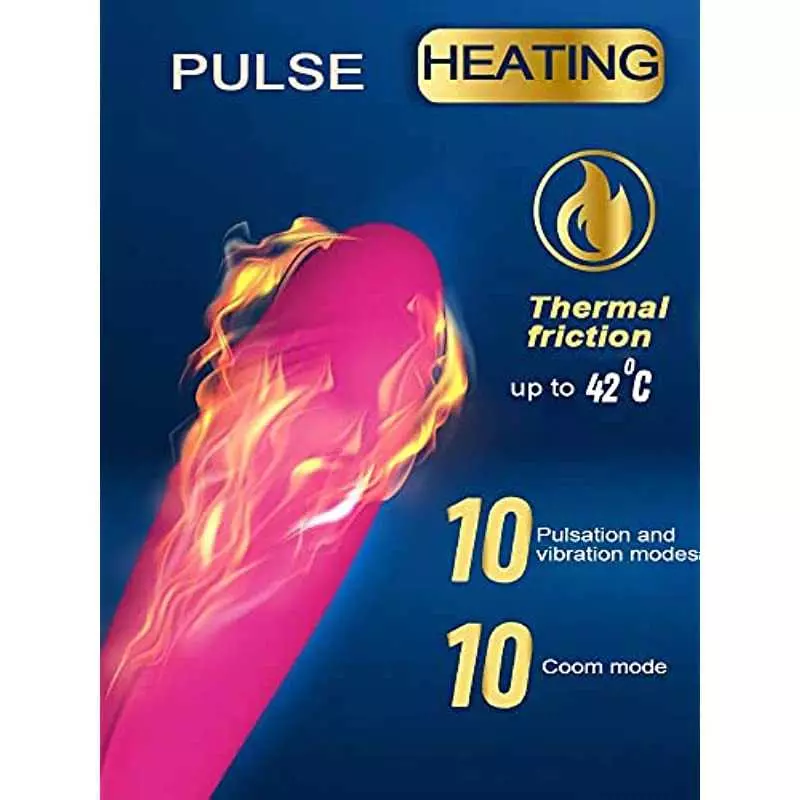 SXHMSAL 3-in-1 Heating Pulse Vibrator Dildo for Vagina G-spot Clitoral Brush Stimulator, 10 Thrusting&Rotating Waterproof Anal W