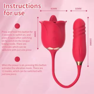 Rose Vibrator Sex Toys for Women Dildo Clitoral Stimulator Tongue Licking Thrusting G Spot with 12 Modes Man Adult Couples Wand Rose Vibrator Sex Toys for Women Dildo Clitoral Stimulator Tongue Licking Thrusting G Spot with 12 Modes Man Adult Couples Wand