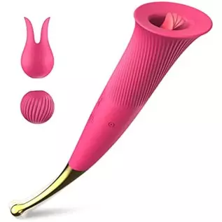 Clitoral Vibrator Sex Toy for Women - ZEMALIA 4 in 1 Dildo for Nipple Clit with 10 Licking + 5 Vibrations & 2 Attachments - Fema
