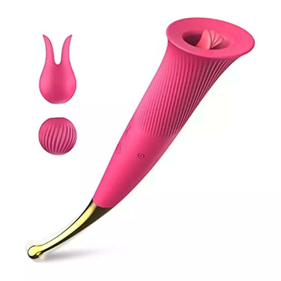 Clitoral Vibrator Sex Toy for Women - ZEMALIA 4 in 1 Dildo for Nipple Clit with 10 Licking + 5 Vibrations & 2 Attachments - Fema