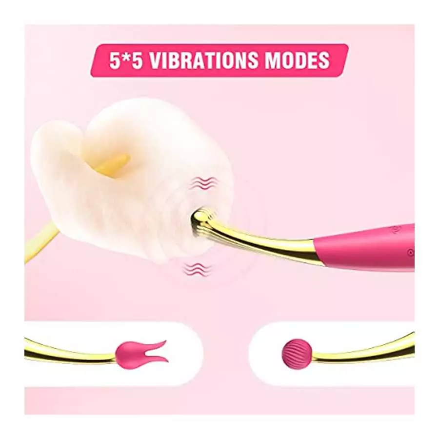 Clitoral Vibrator Sex Toy for Women - ZEMALIA 4 in 1 Dildo for Nipple Clit with 10 Licking + 5 Vibrations & 2 Attachments - Fema