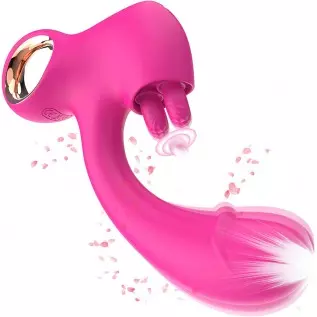 Clitoral G Spot Vibrator for Women, Double Licking Clit Vibrator with 10 Swing & Vibrating Modes Rechargeable Realistic Dildo Vi