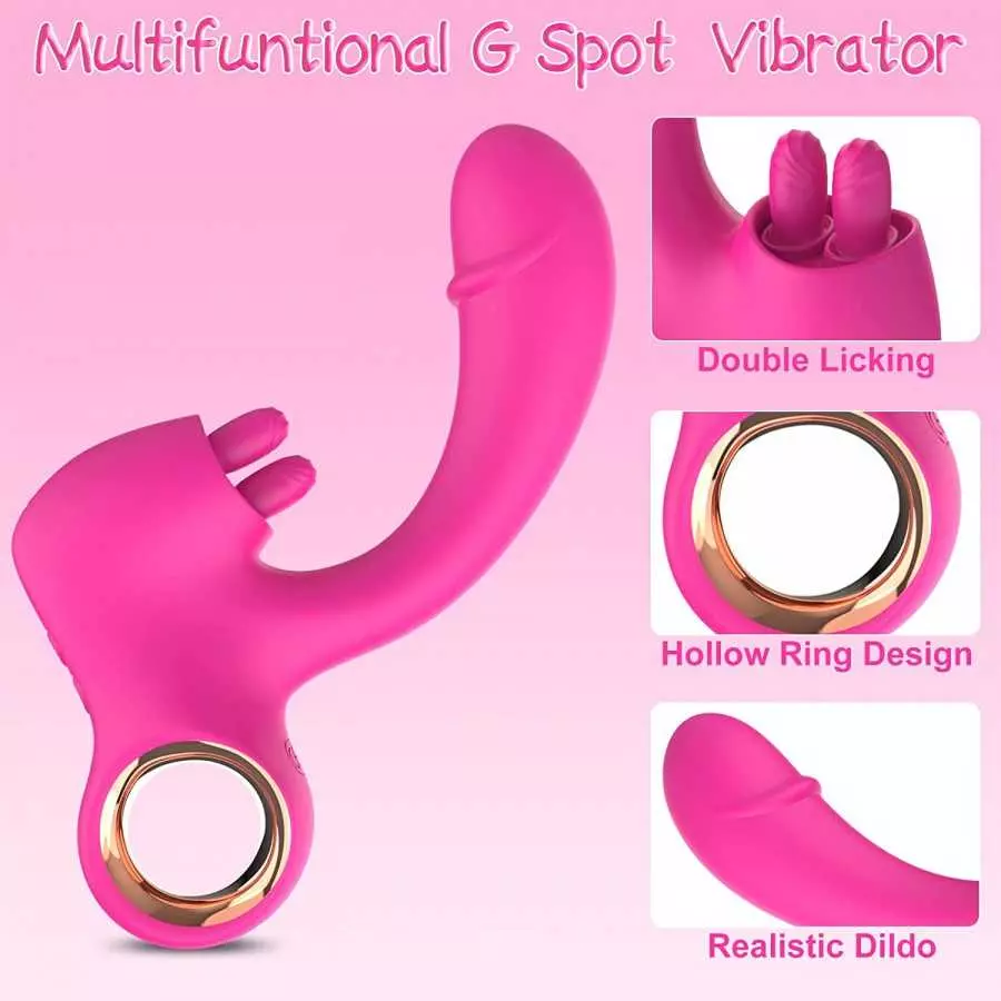 Clitoral G Spot Vibrator for Women, Double Licking Clit Vibrator with 10 Swing & Vibrating Modes Rechargeable Realistic Dildo Vi
