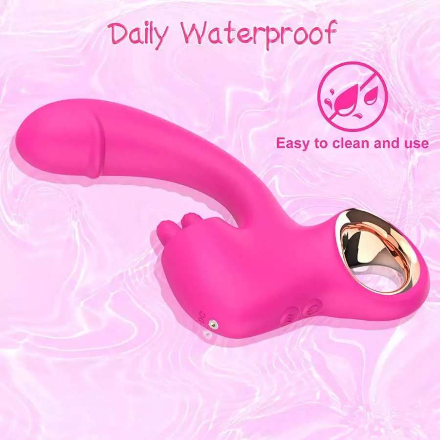 Clitoral G Spot Vibrator for Women, Double Licking Clit Vibrator with 10 Swing & Vibrating Modes Rechargeable Realistic Dildo Vi