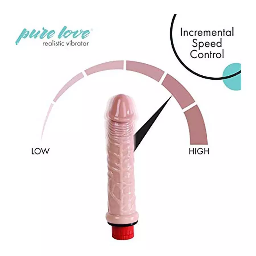 pure love Realistic Penis Vibrating Dildo Dong, Adult Sex Toy, Flesh Color, Fresh, 6"