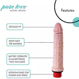 pure love Realistic Penis Vibrating Dildo Dong, Adult Sex Toy, Flesh Color, Fresh, 6"