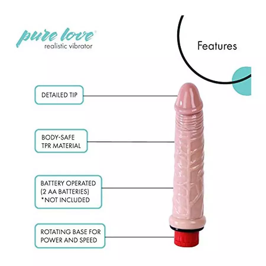 pure love Realistic Penis Vibrating Dildo Dong, Adult Sex Toy, Flesh Color, Fresh, 6"