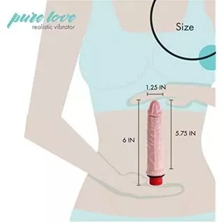pure love Realistic Penis Vibrating Dildo Dong, Adult Sex Toy, Flesh Color, Fresh, 6"