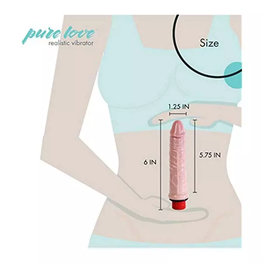 pure love Realistic Penis Vibrating Dildo Dong, Adult Sex Toy, Flesh Color, Fresh, 6"