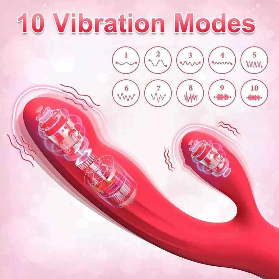 Rabbit G Spot Vibrators Sex Toys for Woman with 10 Vibration Modes Triple Stimulator Waterproof Rechargeable Powerful Dual Motor