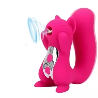 Dual Pleasure Hot Pink Squirrel Vibrator and Air-Pulse Clitoral Stimulator, Clitoral Sucking, Vibrator, Pressure-Wave Technology