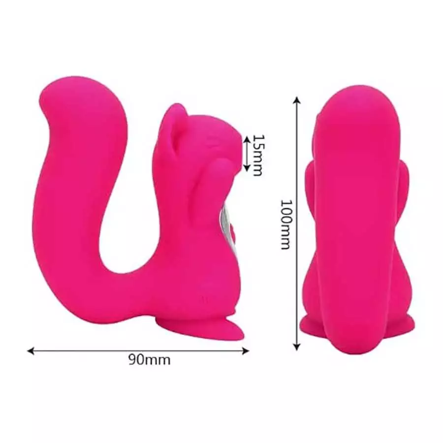 Dual Pleasure Hot Pink Squirrel Vibrator and Air-Pulse Clitoral Stimulator, Clitoral Sucking, Vibrator, Pressure-Wave Technology