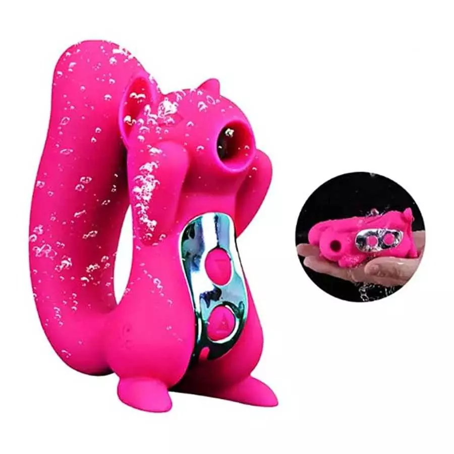 Dual Pleasure Hot Pink Squirrel Vibrator and Air-Pulse Clitoral Stimulator, Clitoral Sucking, Vibrator, Pressure-Wave Technology