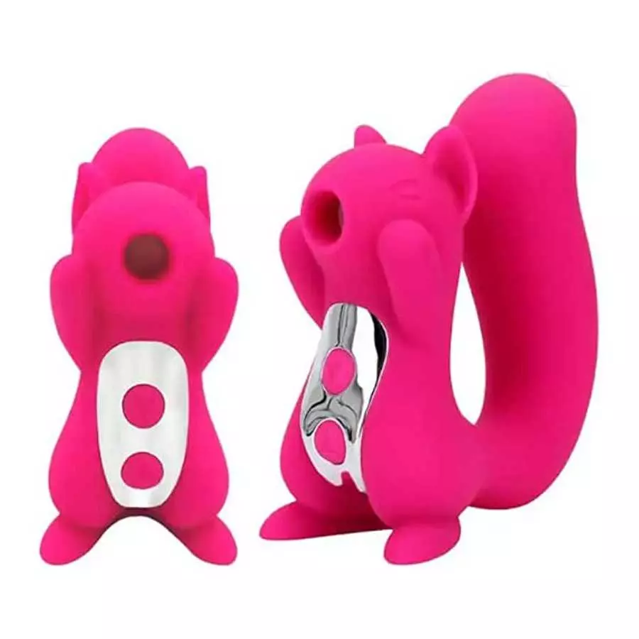 Dual Pleasure Hot Pink Squirrel Vibrator and Air-Pulse Clitoral Stimulator, Clitoral Sucking, Vibrator, Pressure-Wave Technology