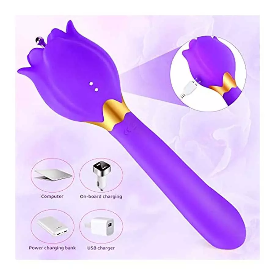 Rose Toy Vibrator for Woman, 3 in 1 Clitoral Stimulator Thrusting G Spot Dildo Vibrator with 10 Modes, Rose Adult Sex Toys Game,