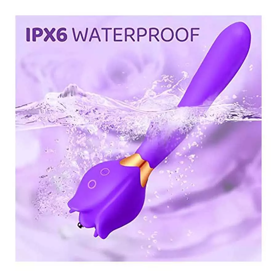 Rose Toy Vibrator for Woman, 3 in 1 Clitoral Stimulator Thrusting G Spot Dildo Vibrator with 10 Modes, Rose Adult Sex Toys Game,