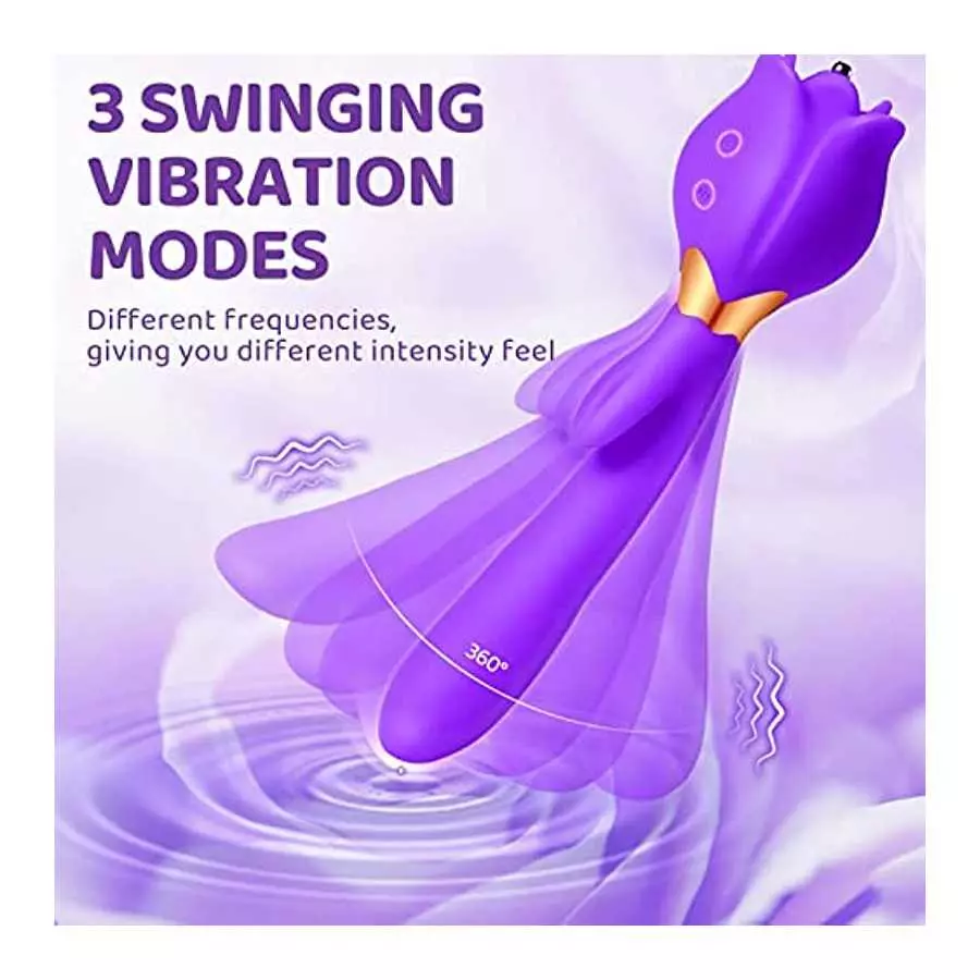 Rose Toy Vibrator for Woman, 3 in 1 Clitoral Stimulator Thrusting G Spot Dildo Vibrator with 10 Modes, Rose Adult Sex Toys Game,