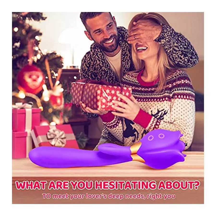 Rose Toy Vibrator for Woman, 3 in 1 Clitoral Stimulator Thrusting G Spot Dildo Vibrator with 10 Modes, Rose Adult Sex Toys Game,