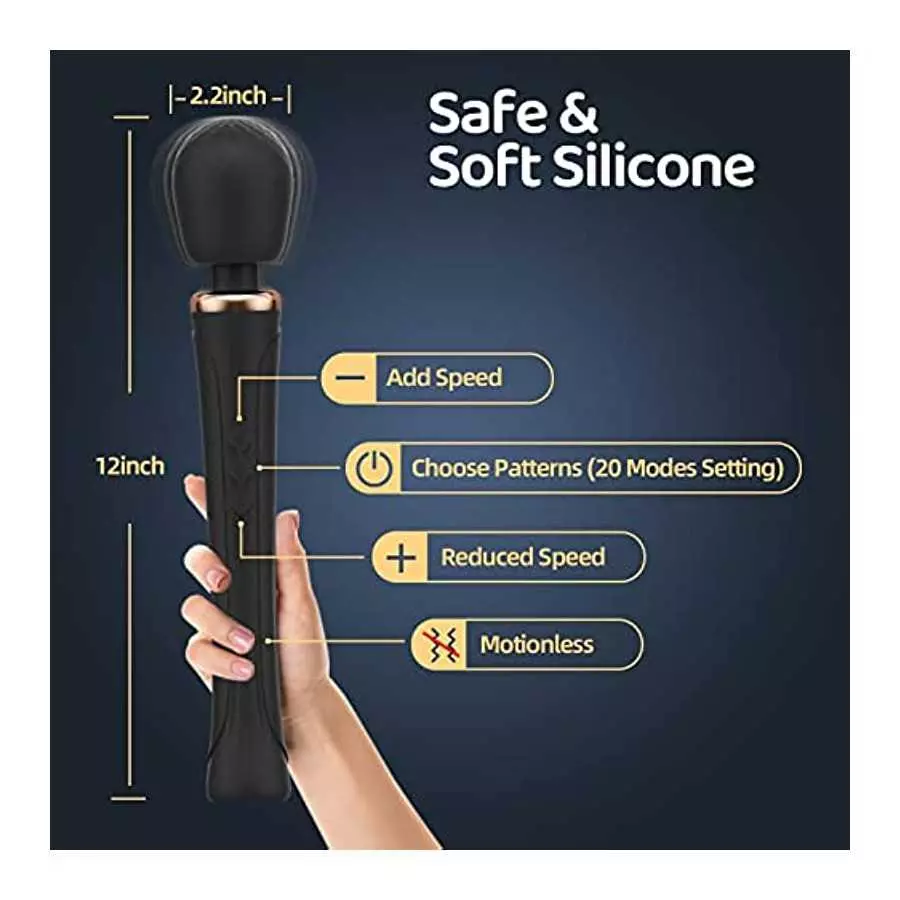 Powerful Vibrator for Women, Personal Wand Massager, Waterproof, Wireless, USB Rechargeable with 5 Speeds & 20 Vibration Modes. 