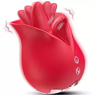 Rose Vibrator Sex Toys for Women, Rose Sex Stimulator for Women with 9 Licking & 9 Vibrating Modes, Dual Tongue Clitoral G Spot 