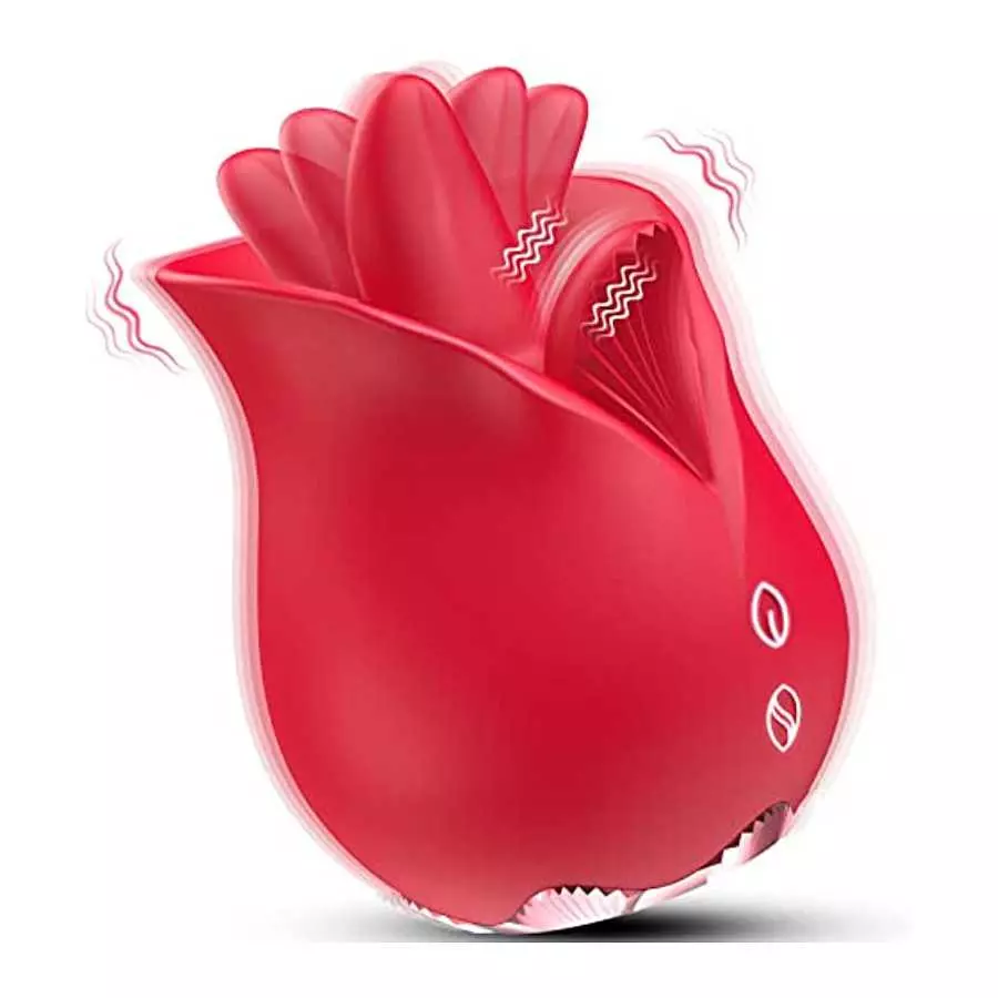 Rose Vibrator Sex Toys for Women, Rose Sex Stimulator for Women with 9 Licking & 9 Vibrating Modes, Dual Tongue Clitoral G Spot 