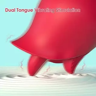Rose Vibrator Sex Toys for Women, Rose Sex Stimulator for Women with 9 Licking & 9 Vibrating Modes, Dual Tongue Clitoral G Spot 