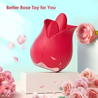 Rose Vibrator Sex Toys for Women, Rose Sex Stimulator for Women with 9 Licking & 9 Vibrating Modes, Dual Tongue Clitoral G Spot 