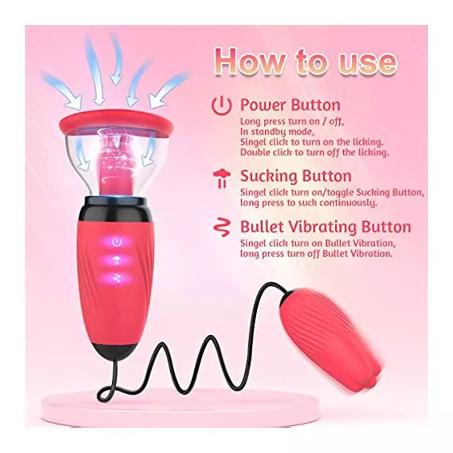 Sucking Vibrator, Clitoral Licking G Spot Bullet Vibrator with 6 Suction & 10 Vibration Modes, Nipple Breast Rose Sex Stimulator