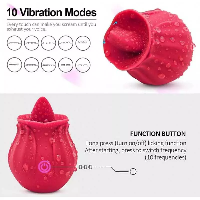 New Roses Small Toys for Woman Sex Toy Sexual Adult Toy Lick, Washable Dual Head Waterproof Sex Tongue, Rechargeable Clitorals- 