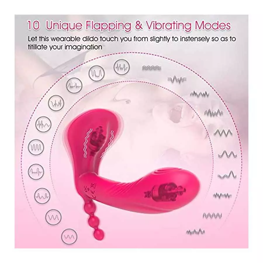 Fully-Fitted Wearable Butterfly Vibrator, G Spot Vibrator Clitoral Stimulator with 10 Flapping & Vibrating Modes, Remote Control
