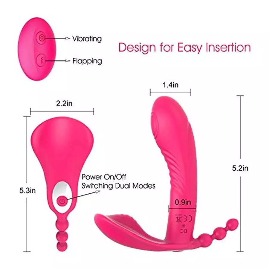 Fully-Fitted Wearable Butterfly Vibrator, G Spot Vibrator Clitoral Stimulator with 10 Flapping & Vibrating Modes, Remote Control